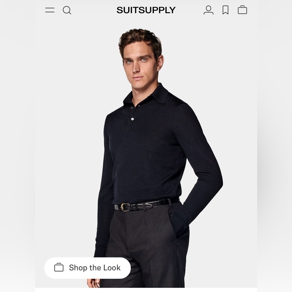 suit supply merino wool long sleeve polo medium